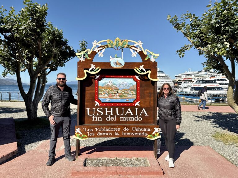 The End of the World sign in Ushuaia, Argentina, the departure point for most Antarctica expeditions